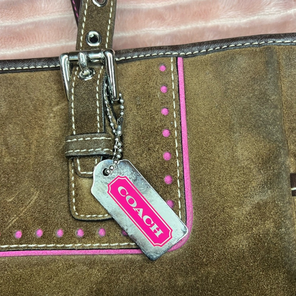 💎 RARE! LIMITED edition Coach bag! Brown suede and pink trim - Picture 9 of 11